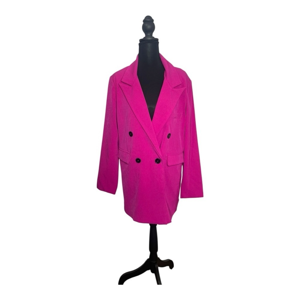 White Birch Black Label Pink Chic Double Breasted Preppy Oversized Blazer Size L - Picture 2 of 11